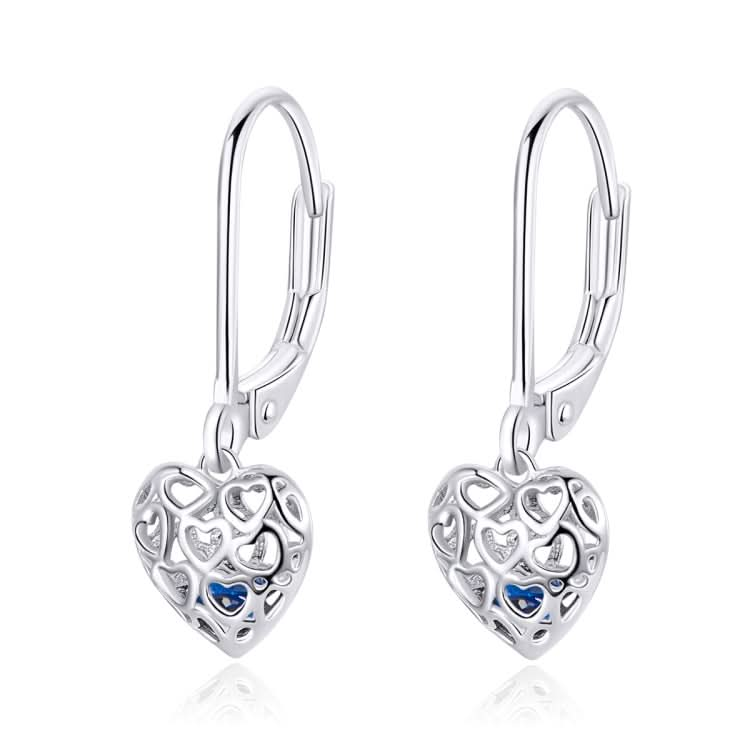 S925 Sterling Silver Stud Earrings Hollow Heart Shaped Earrings Simple Platinum Plated Earrings Reluova