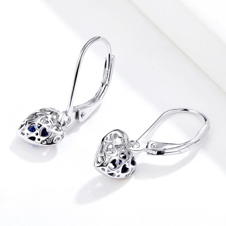 S925 Sterling Silver Stud Earrings Hollow Heart Shaped Earrings Simple Platinum Plated Earrings Reluova