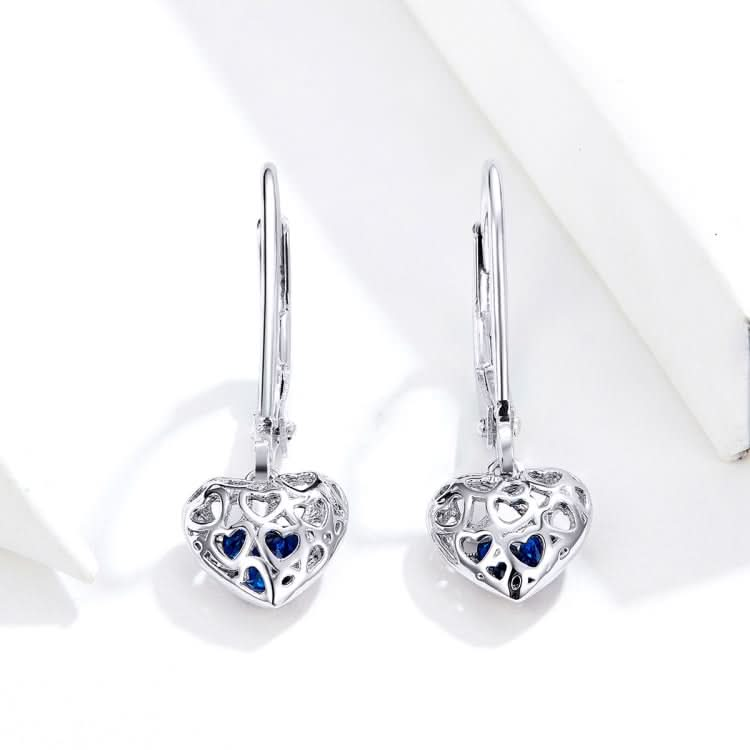 S925 Sterling Silver Stud Earrings Hollow Heart Shaped Earrings Simple Platinum Plated Earrings Reluova