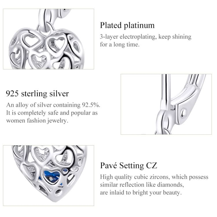 S925 Sterling Silver Stud Earrings Hollow Heart Shaped Earrings Simple Platinum Plated Earrings Reluova