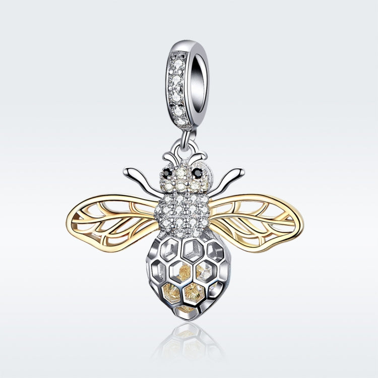 S925 Sterling Silver Bee Zircon Pendant Lady DIY Necklace Pendant