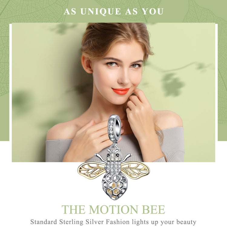 S925 Sterling Silver Bee Zircon Pendant Lady DIY Necklace Pendant