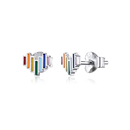 Rainbow Earrings S925 Love Simple Earrings Sterling Silver Earrings Reluova