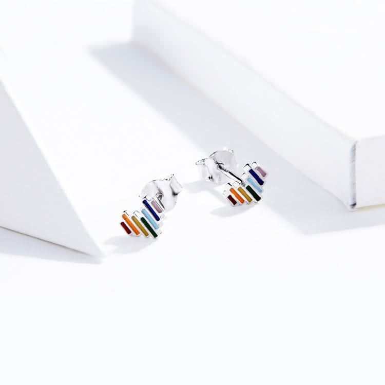 Rainbow Earrings S925 Love Simple Earrings Sterling Silver Earrings Reluova