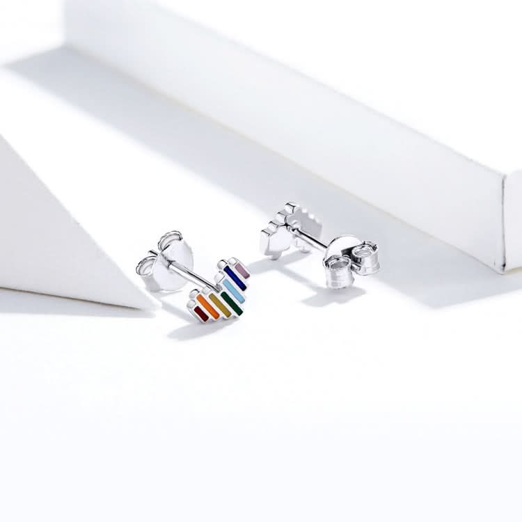 Rainbow Earrings S925 Love Simple Earrings Sterling Silver Earrings Reluova