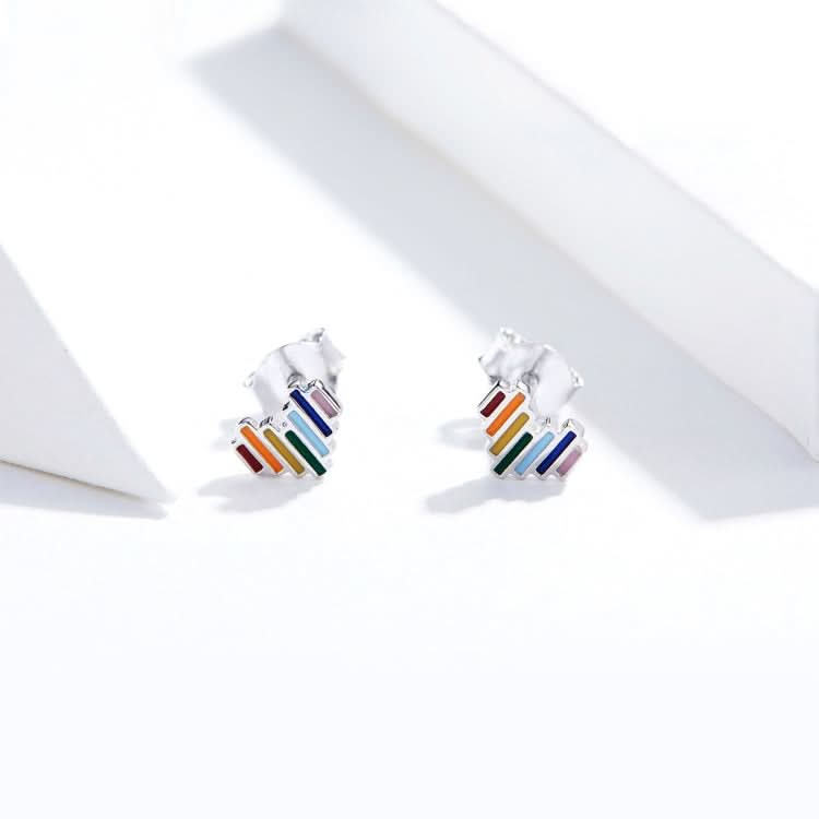 Rainbow Earrings S925 Love Simple Earrings Sterling Silver Earrings Reluova