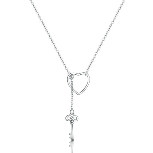 Simple Heart-shaped Female Necklace S925 Sterling Silver Necklace Reluova