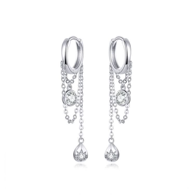 Sterling Silver Earrings Zircon Tassel Long Earrings S925 Girl Earrings jewelry Reluova