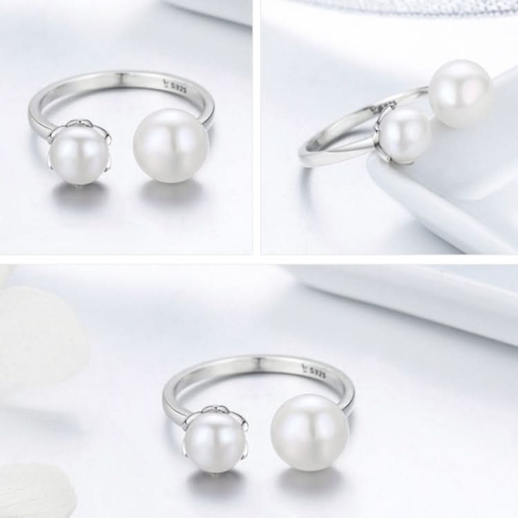 S925 Sterling Silver Ring Female Pearl Open Ring Reluova