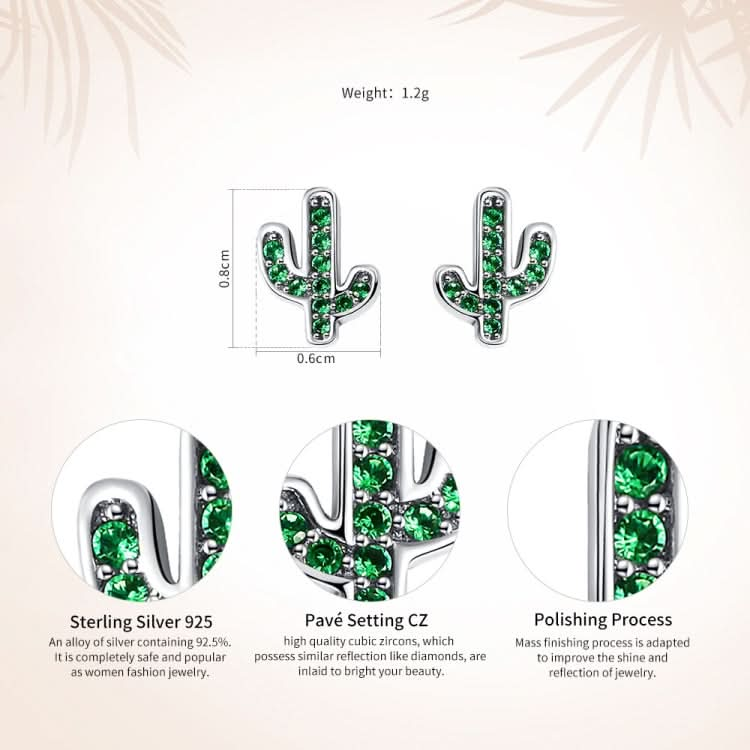 Personality Fresh Cactus S925 Sterling Silver Female Earrings Reluova