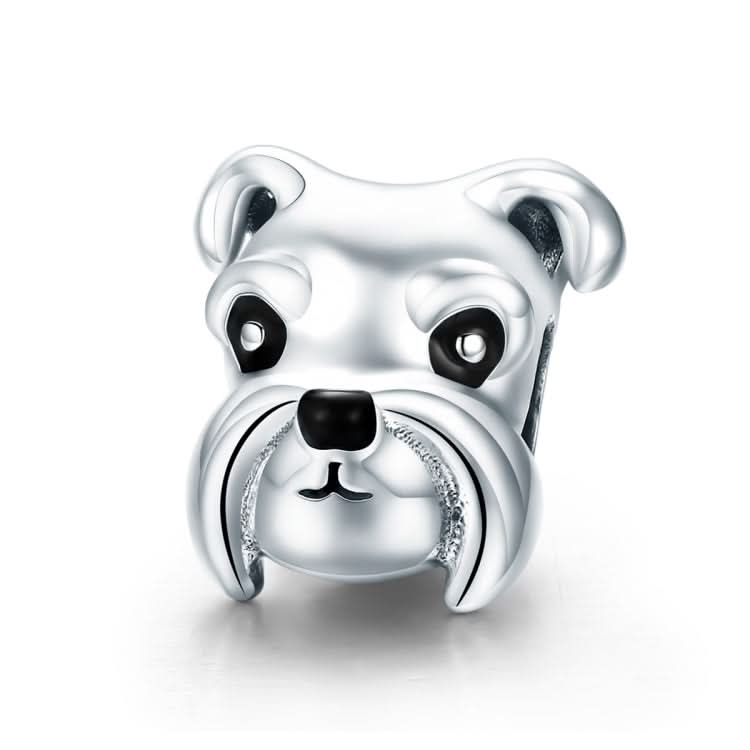 S925 Sterling Silver Beads Cute Schnauzer Platinum Plated Accessories Pendant Loose Beads Reluova