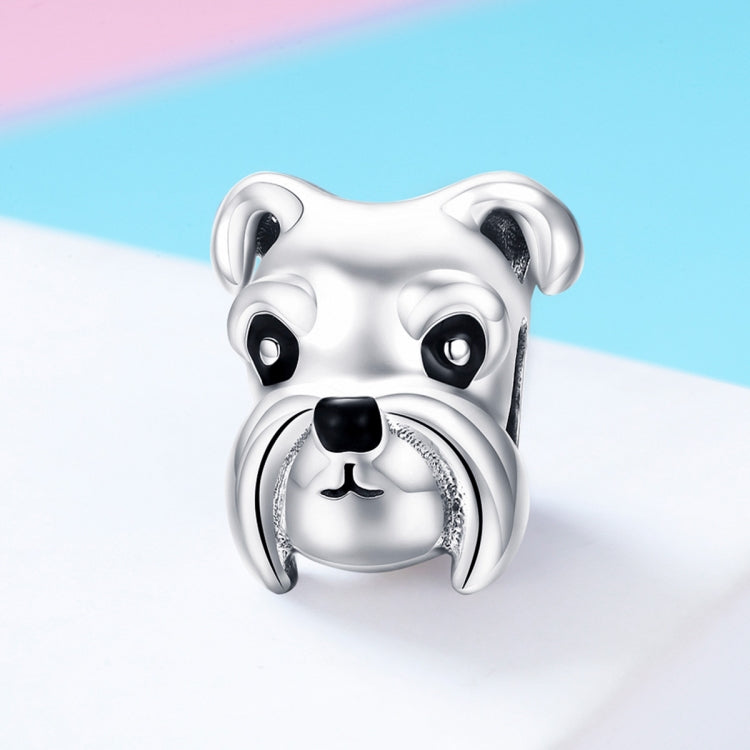 S925 Sterling Silver Beads Cute Schnauzer Platinum Plated Accessories Pendant Loose Beads