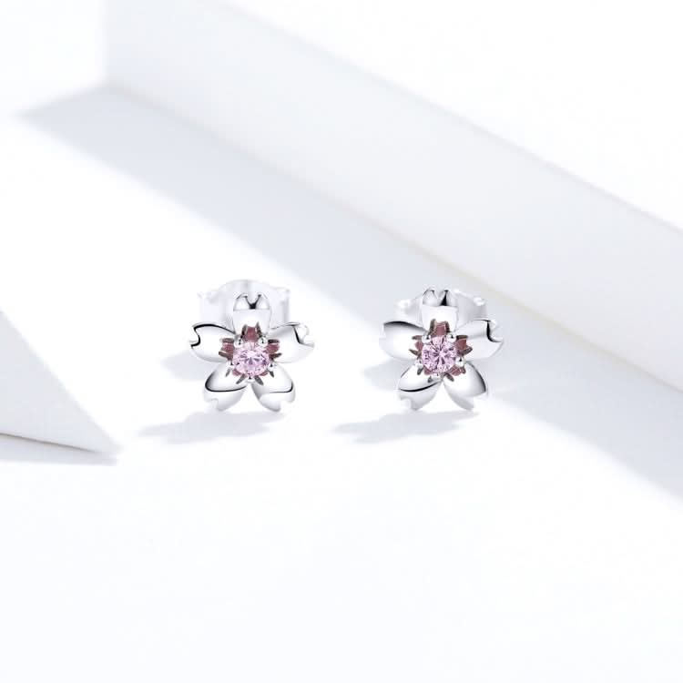 Sterling Silver Flower Earrings S925 Temperament Simple Zircon Earrings Reluova