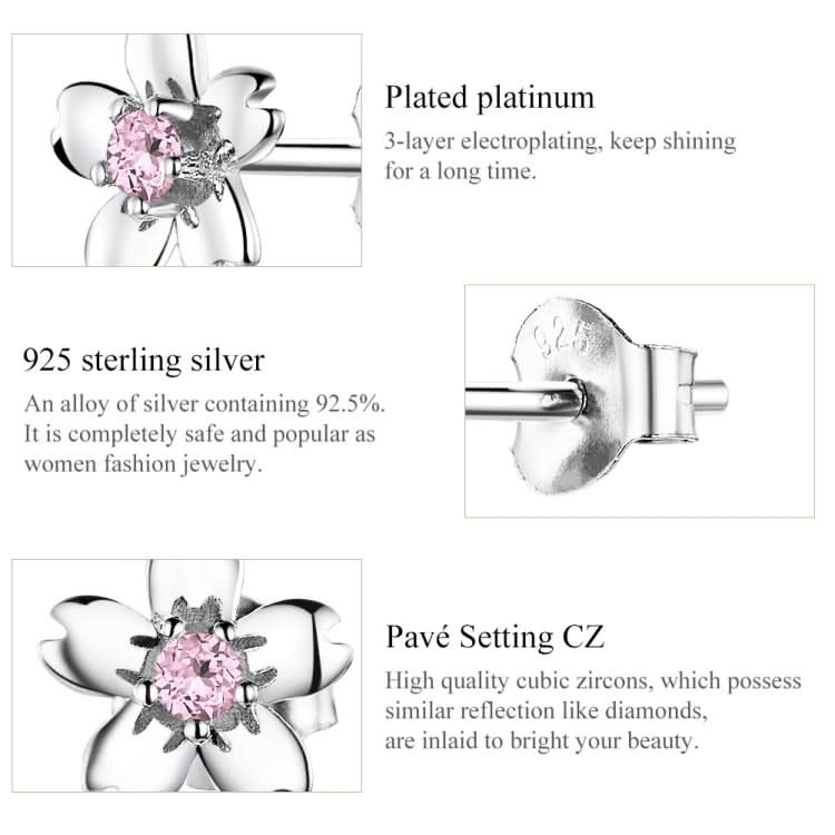 Sterling Silver Flower Earrings S925 Temperament Simple Zircon Earrings Reluova