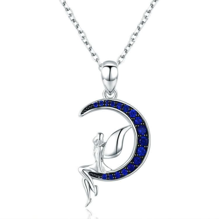 Dark Night Fairy S925 Sterling Silver Necklace With White Gold Plated and Zircon Reluova