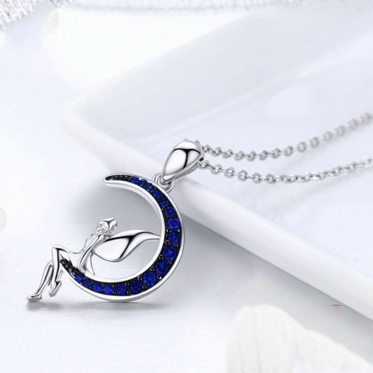 Dark Night Fairy S925 Sterling Silver Necklace With White Gold Plated and Zircon Reluova