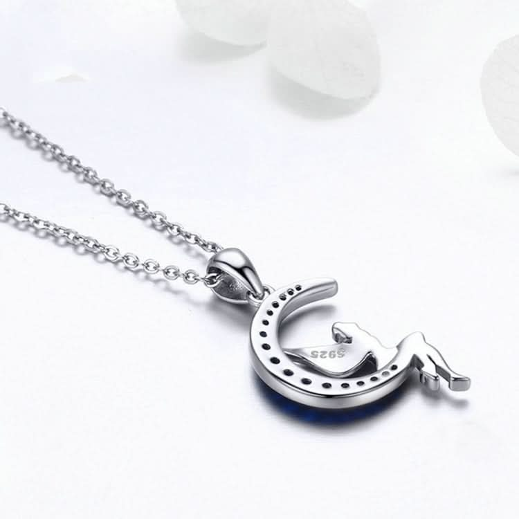 Dark Night Fairy S925 Sterling Silver Necklace With White Gold Plated and Zircon Reluova