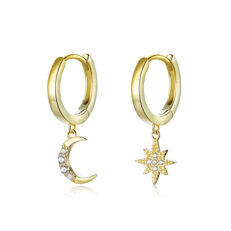 Sterling Silver Star Moon Earrings S925 Zircon Earrings Reluova