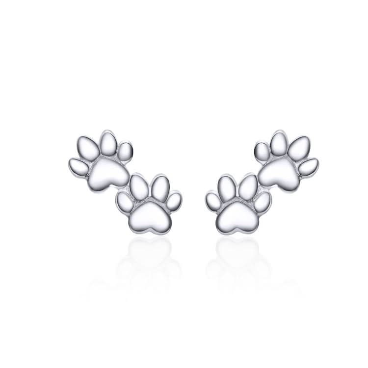 Pet Footprint Sterling Silver Stud Earrings Simple Platinum Plated Earrings Reluova