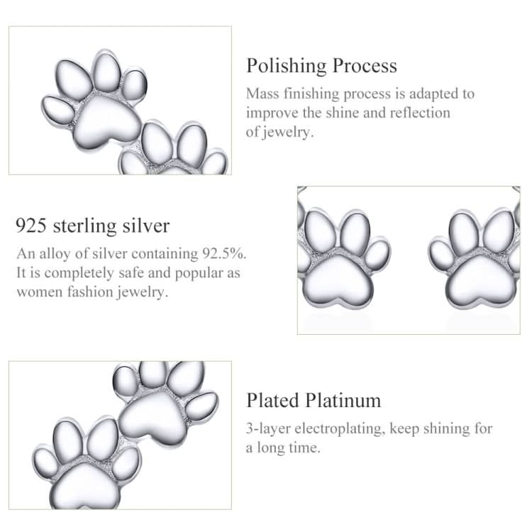 Pet Footprint Sterling Silver Stud Earrings Simple Platinum Plated Earrings Reluova