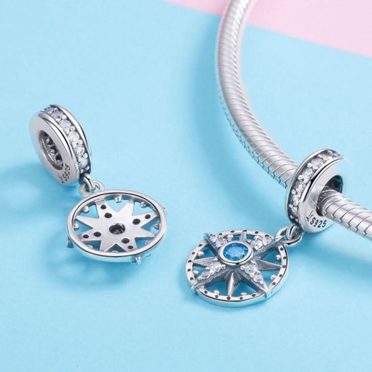 S925 Sterling Silver Pendant Compass Necklace Pendant