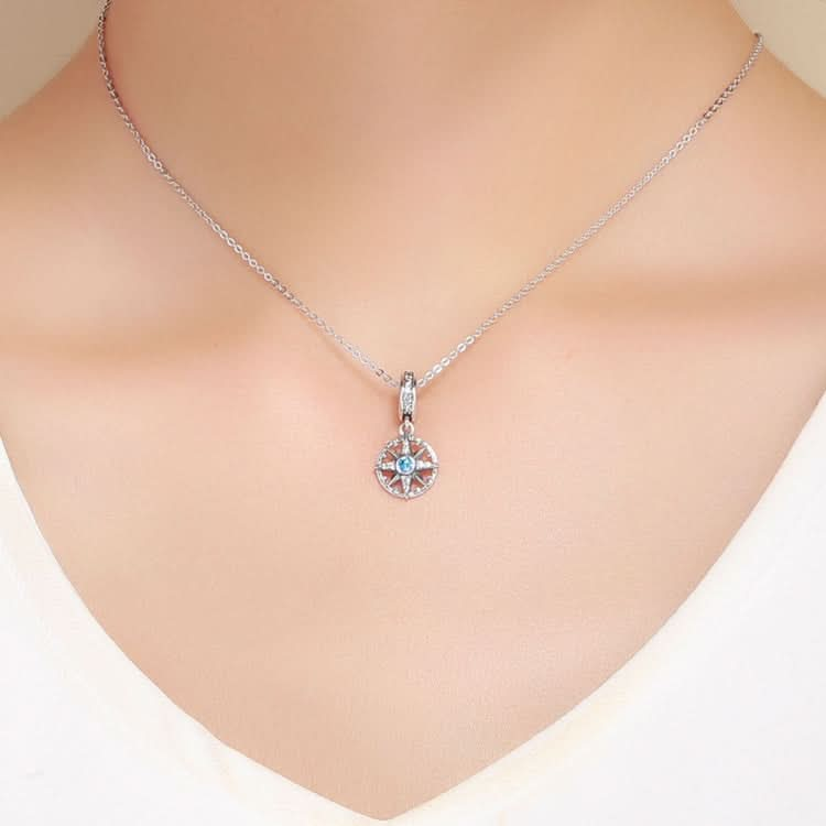 S925 Sterling Silver Pendant Compass Necklace Pendant