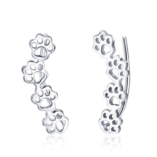 Pet Dog Paw Print S925 Sterling Silver Ladies Earrings Reluova