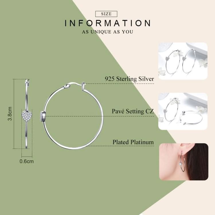 S925 Sterling Silver Earrings Heart-shaped Earrings Inlaid Zircon Earrings Reluova