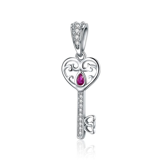 S925 Sterling Silver Happiness Key Pendant Charm Accessories