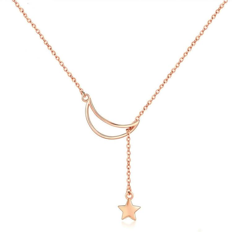 Star Moon S925 Sterling Silver Rose Gold Plated Necklace Reluova