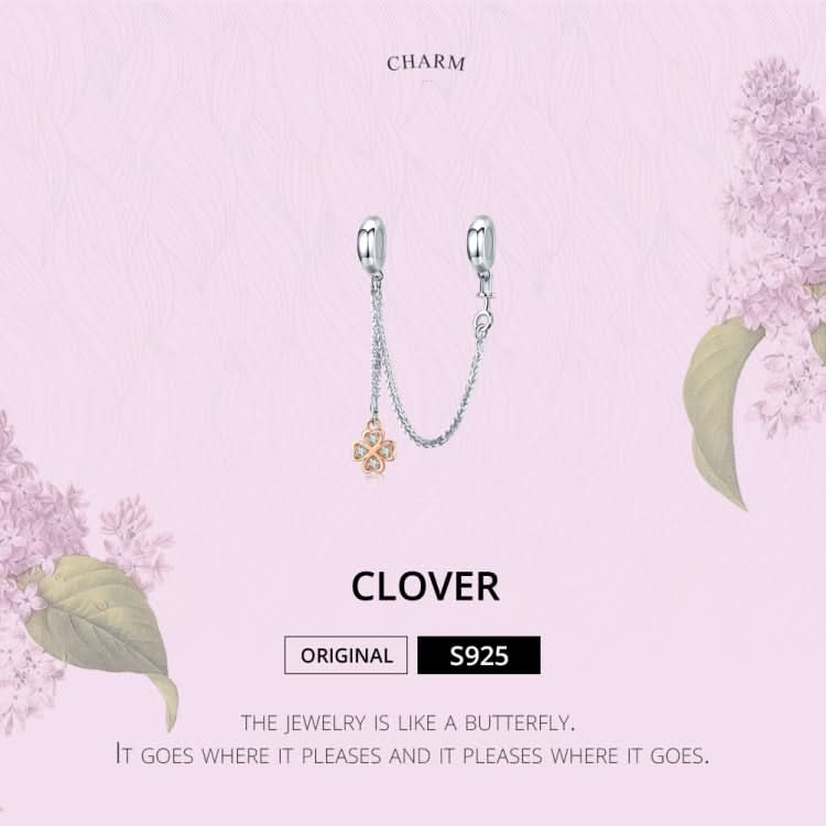 S925 Sterling Silver Platinum Plated Clover Safety Chain DIY Bracelet Accessories