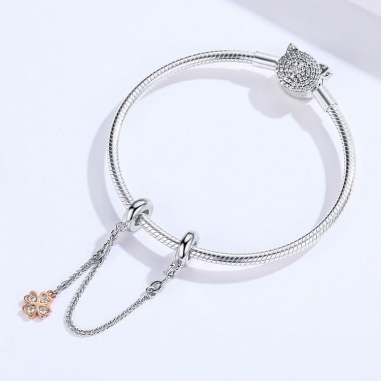 S925 Sterling Silver Platinum Plated Clover Safety Chain DIY Bracelet Accessories