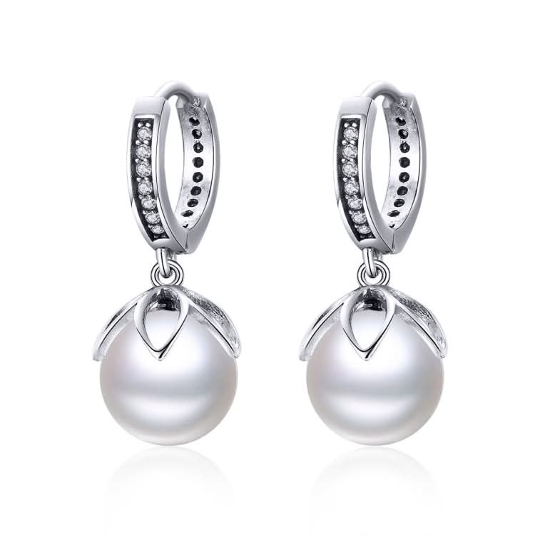 Round Shell Bead Earrings Simple Ladies Silver Earrings Reluova