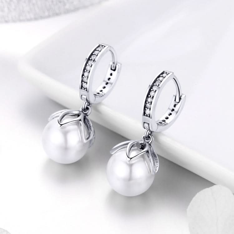 Round Shell Bead Earrings Simple Ladies Silver Earrings Reluova