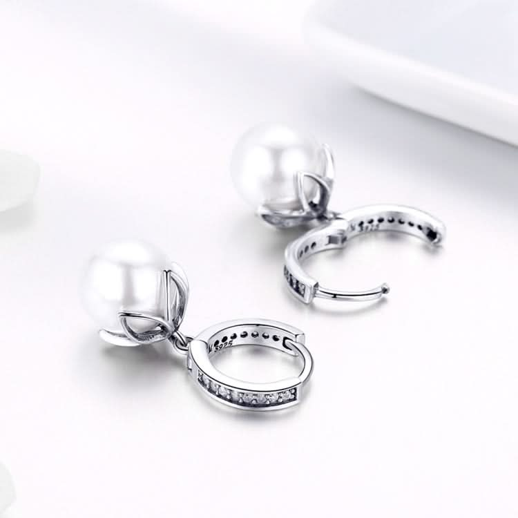 Round Shell Bead Earrings Simple Ladies Silver Earrings Reluova