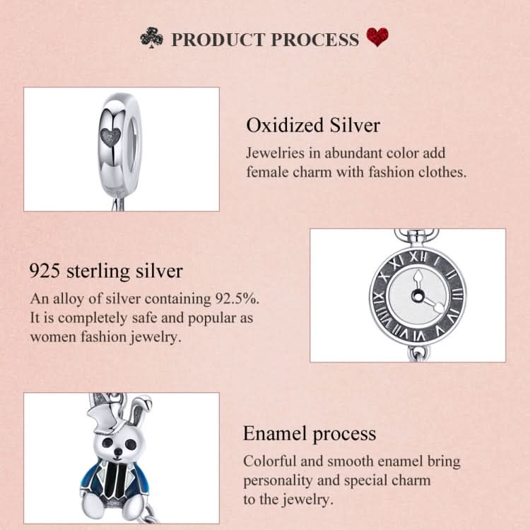 S925 Sterling Silver Rabbit Safety Chain DIY Bracelet Accessories