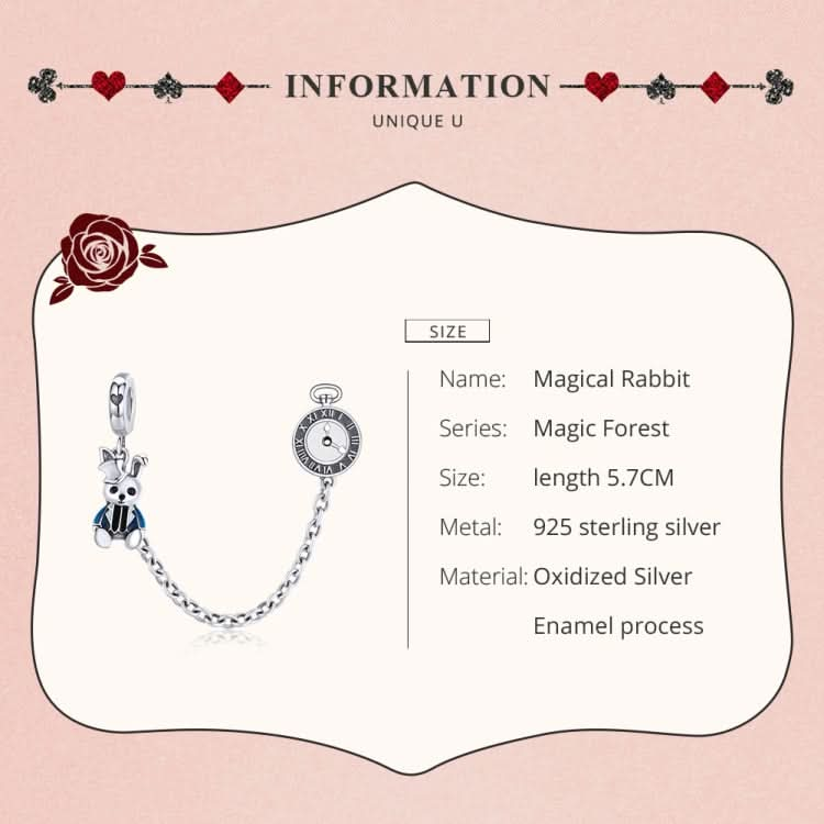 S925 Sterling Silver Rabbit Safety Chain DIY Bracelet Accessories