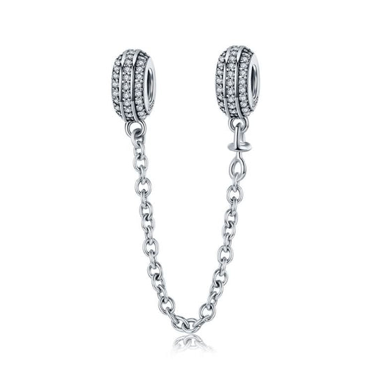 S925 Sterling Silver Diamond Simple Beads DIY Beaded Bracelet Accessories Safety Chain