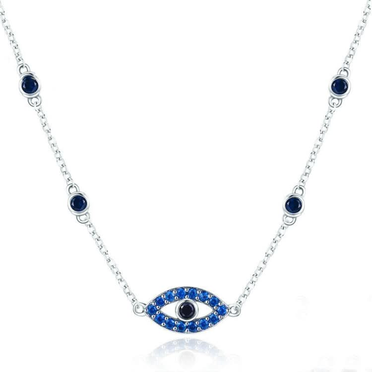 Magic Eye S925 Sterling Silver Necklace Ladies Blue Eye Inlaid Zircon Necklace Reluova