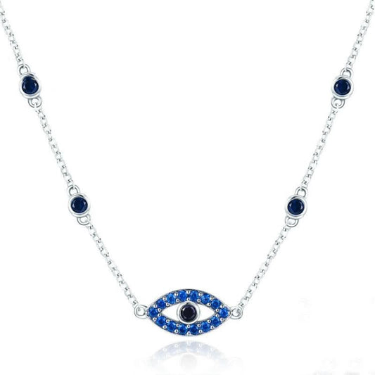 Magic Eye S925 Sterling Silver Necklace Ladies Blue Eye Inlaid Zircon Necklace Reluova