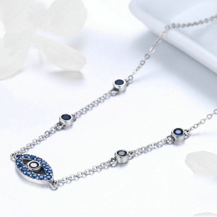 Magic Eye S925 Sterling Silver Necklace Ladies Blue Eye Inlaid Zircon Necklace Reluova