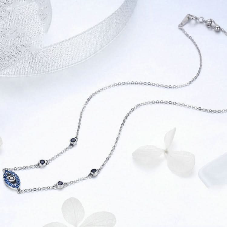 Magic Eye S925 Sterling Silver Necklace Ladies Blue Eye Inlaid Zircon Necklace Reluova