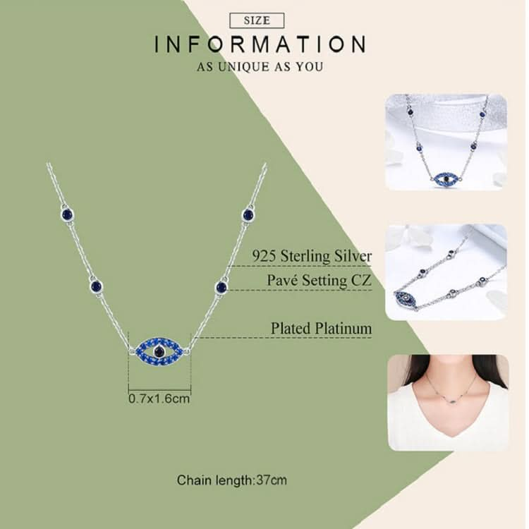 Magic Eye S925 Sterling Silver Necklace Ladies Blue Eye Inlaid Zircon Necklace Reluova