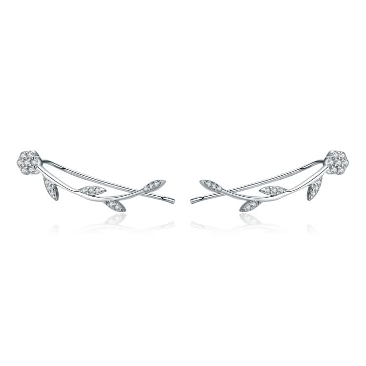 Leaf Earrings Sterling Silver S925 Earrings Zircon Platinum Plated Earrings Reluova