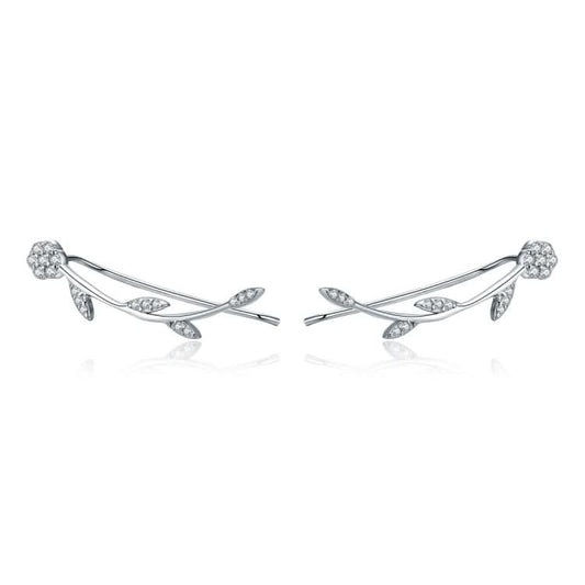 Leaf Earrings Sterling Silver S925 Earrings Zircon Platinum Plated Earrings Reluova