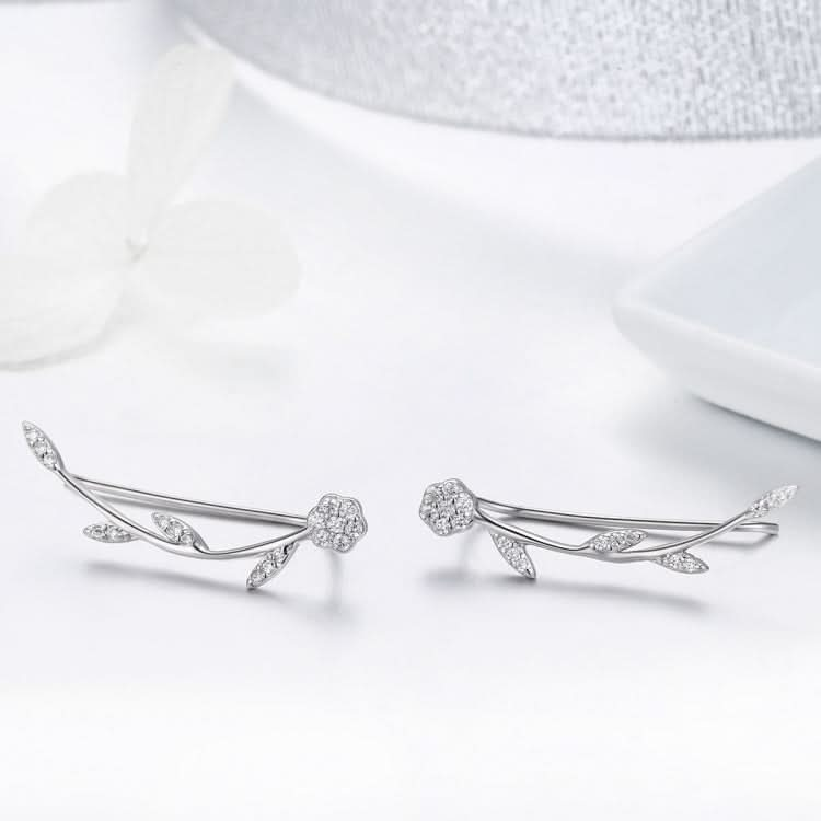 Leaf Earrings Sterling Silver S925 Earrings Zircon Platinum Plated Earrings Reluova