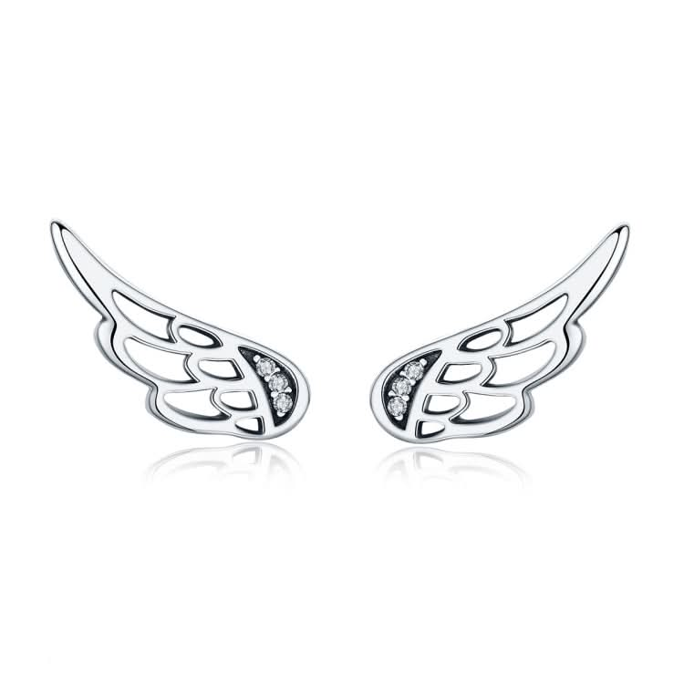 Sterling Silver Wing Earrings Simple S925 Silver Stud Earrings Reluova