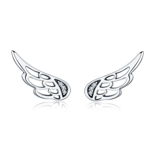 Sterling Silver Wing Earrings Simple S925 Silver Stud Earrings Reluova