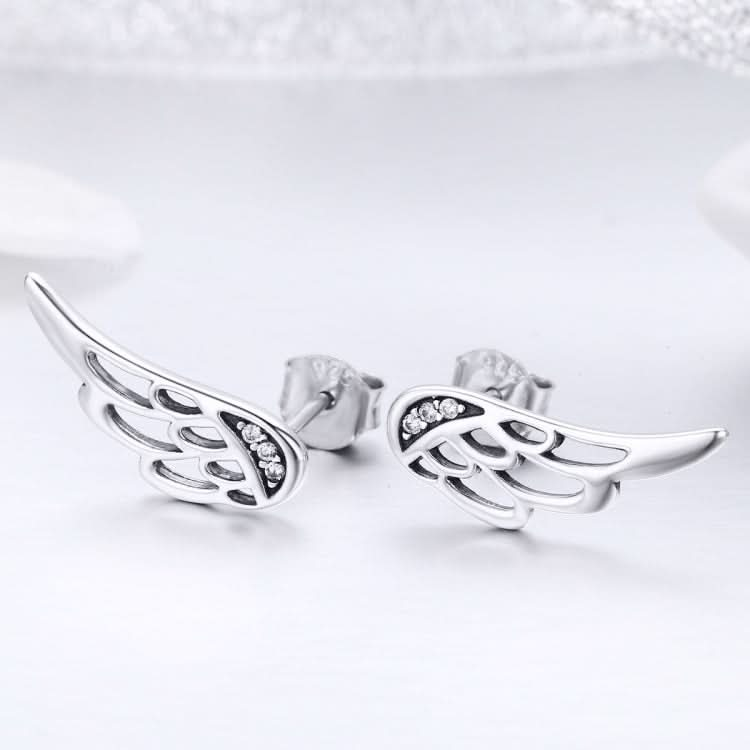 Sterling Silver Wing Earrings Simple S925 Silver Stud Earrings Reluova