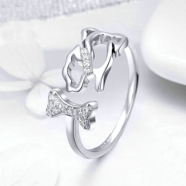 S925 Sterling Silver Ring Dog Companion Inlaid Zircon Ring Reluova